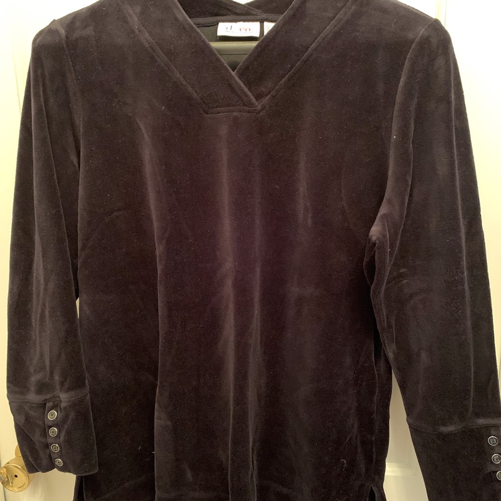Denim&Co velour tunic with button trim